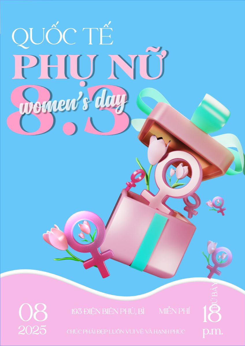 Mẫu Poster chuẩn Quốc tế phụ nữ, women's day, 8/3, sự kiện, event, chương trình, sale, giải trí, entertainment — LayerPic