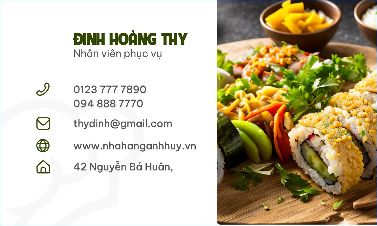 Mẫu Danh thiếp Nhà hàng, restaurant, quán ăn, food, ẩm thực — LayerPic