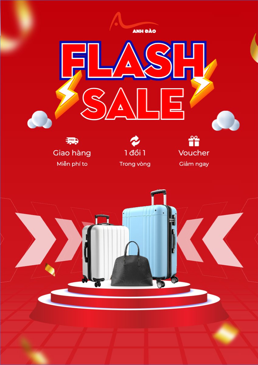 Mẫu Poster chuẩn Mua sắm, giảm giá, sale, vali, du lịch, travel, thời trang, fashion — LayerPic
