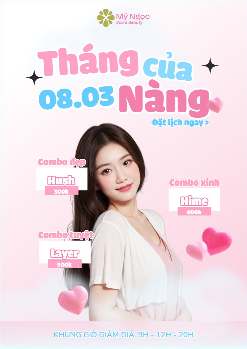 Mẫu Poster chuẩn Quốc tế phụ nữ, 8/3, valentine, lễ tình nhân, 14/2, làm đẹp, spa — LayerPic
