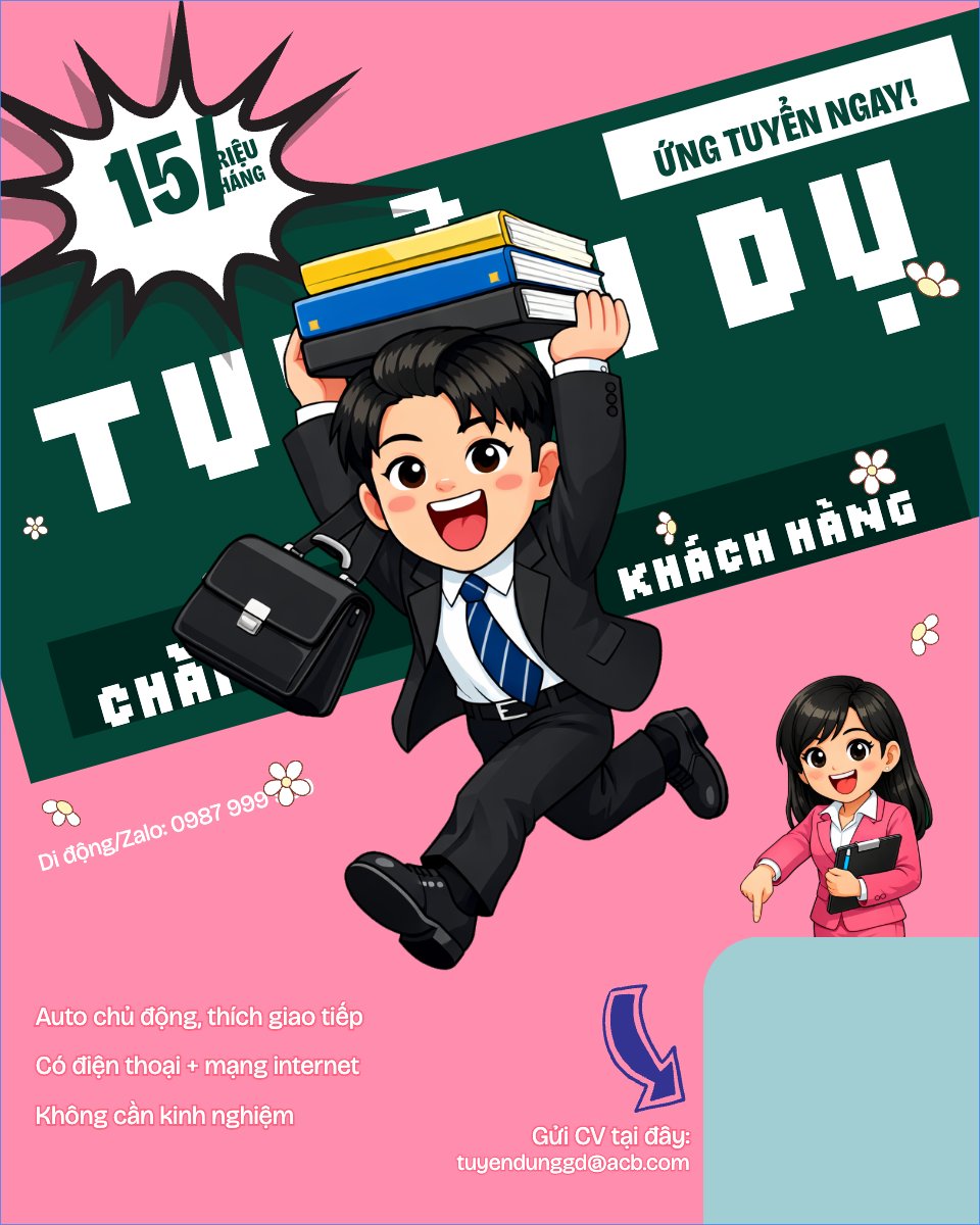 Mẫu Bài post MXH dọc Tuyển dụng chăm sóc khách hàng — LayerPic