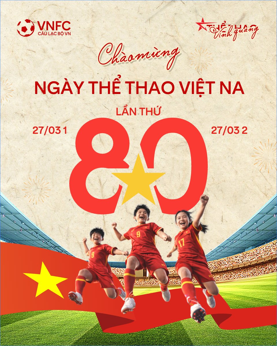 Mẫu Bài post MXH dọc Chào mừng ngày thể thao Việt Nam 27/3 — LayerPic