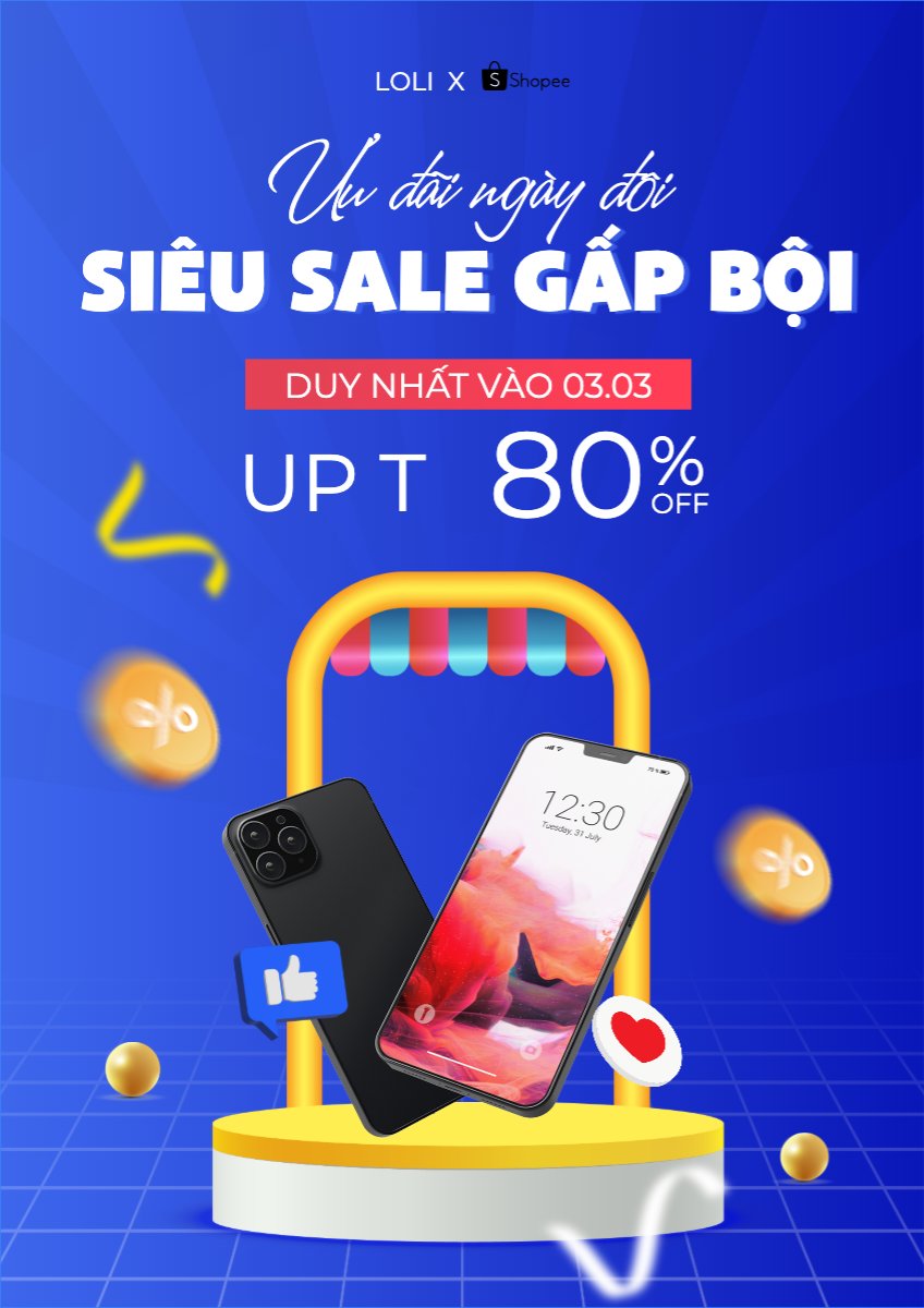 Mẫu Poster chuẩn Giảm giá, sale, điện thoại, tựu trường, giáo dục, công nghệ, technology, điện tử, electronic — LayerPic