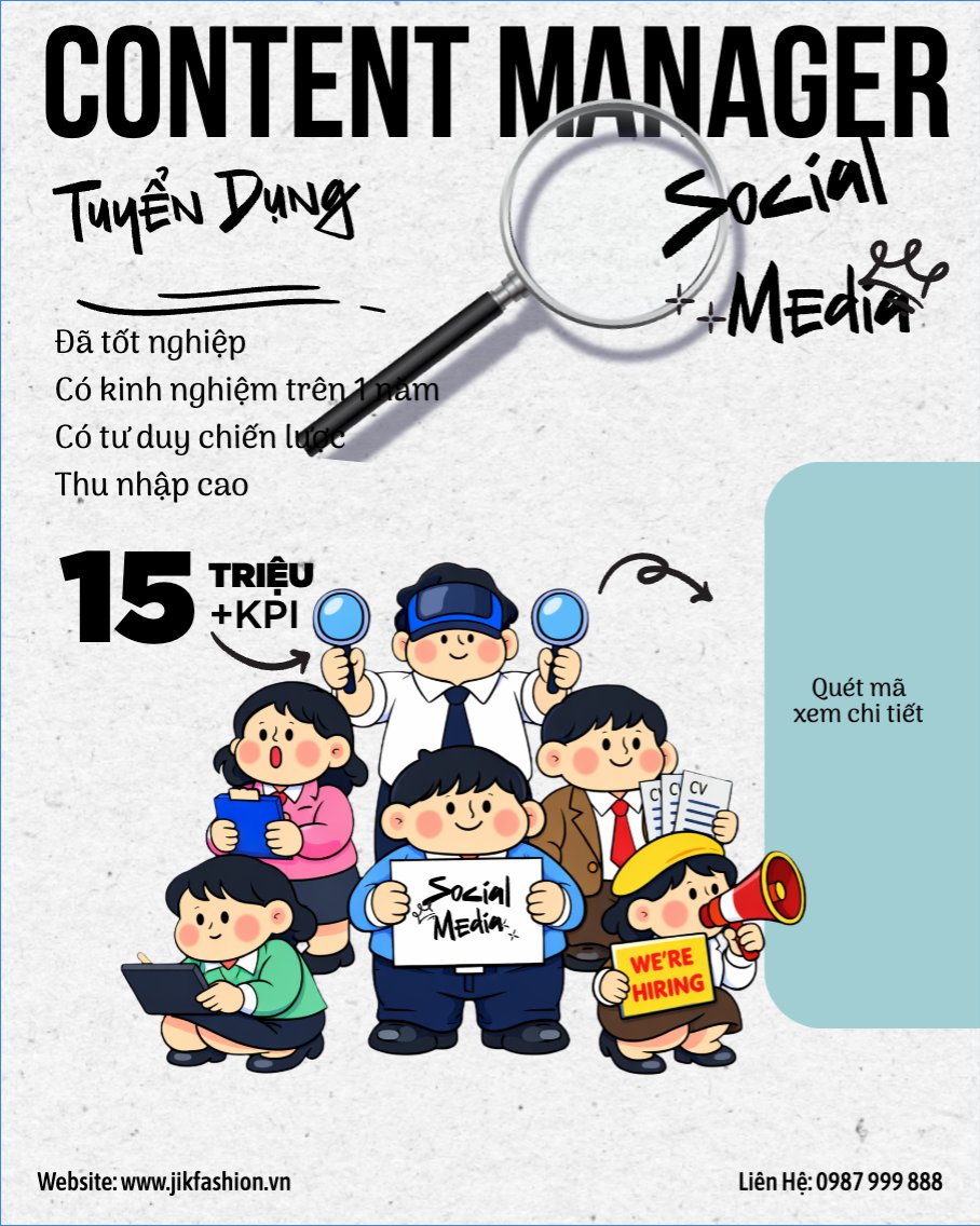 Mẫu Bài post MXH dọc Tuyển dụng social media — LayerPic