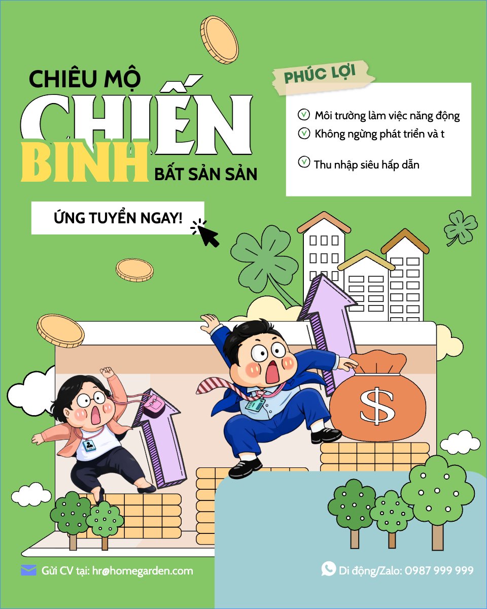 Mẫu Bài post MXH dọc Tuyển dụng bất động sản — LayerPic