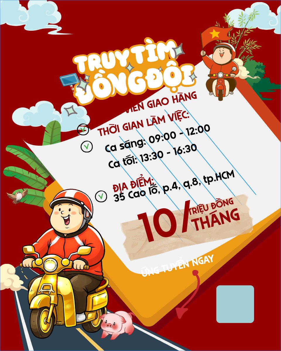Mẫu Bài post MXH dọc Tuyển dụng giao hàng — LayerPic