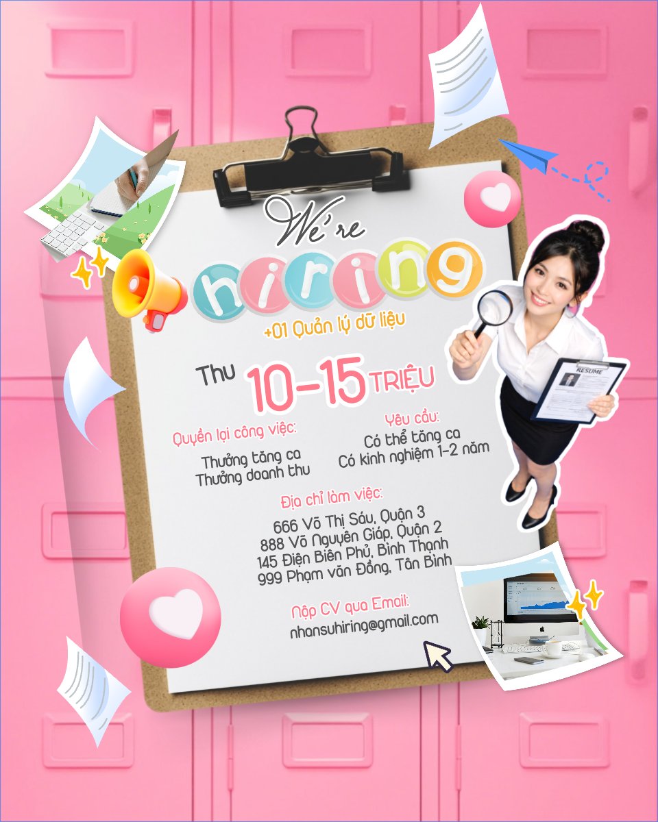 Mẫu Bài post MXH dọc We're hiring — LayerPic