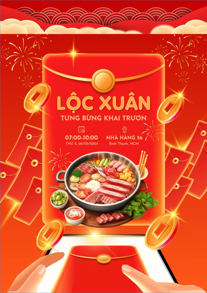 Mẫu Poster chuẩn Tết, Xuân, Ất tỵ, năm 2025, 2025, ẩm thực, food, đồ ăn — LayerPic