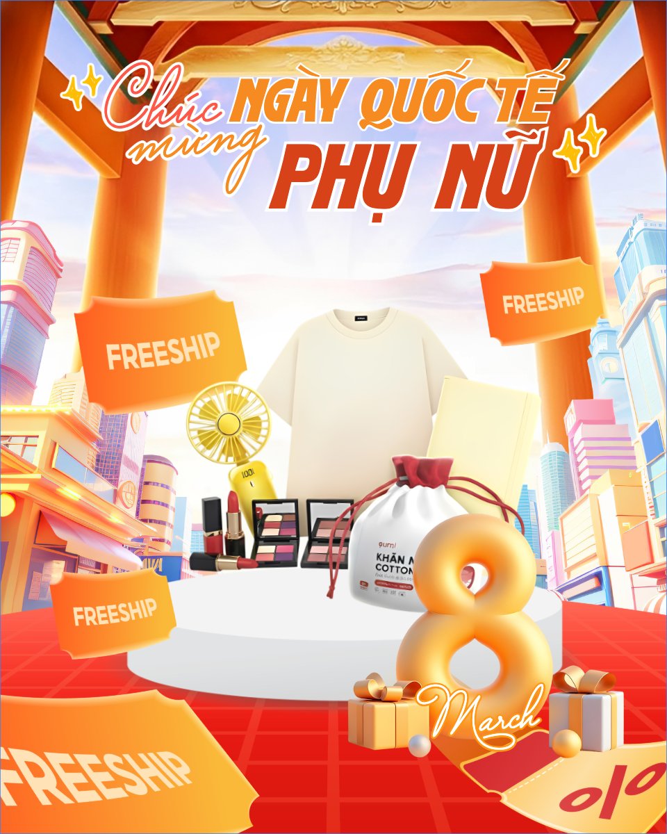 Mẫu Bài post MXH dọc Chúc mừng ngày Quốc tế phụ nữ 8/3 — LayerPic