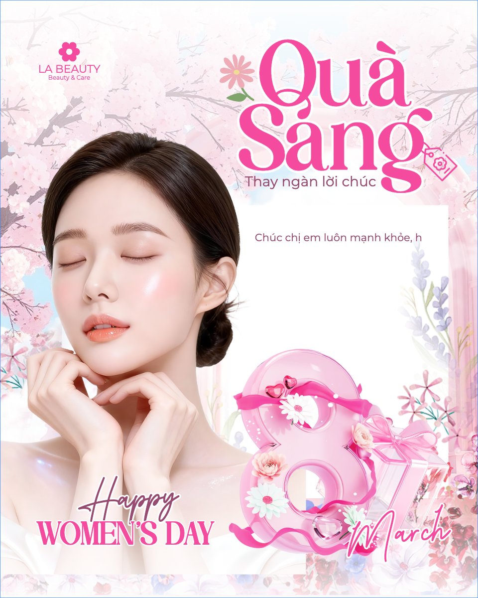Mẫu Bài post MXH dọc Quà sang thay ngàn lời chúc 8/3 — LayerPic