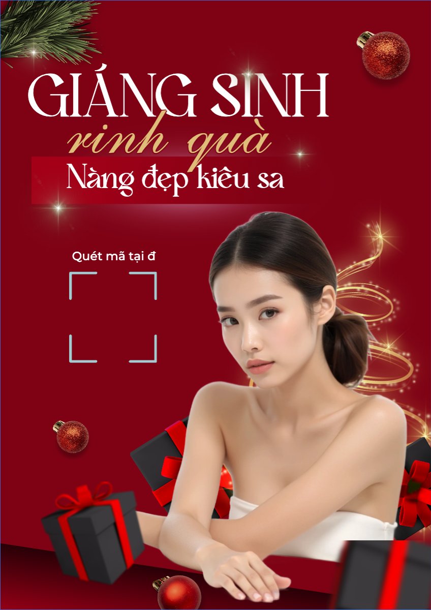 Mẫu Poster chuẩn Giáng sinh, Christmas, Noel, 25/12, spa, beauty, làm đẹp, thẩm mỹ — LayerPic