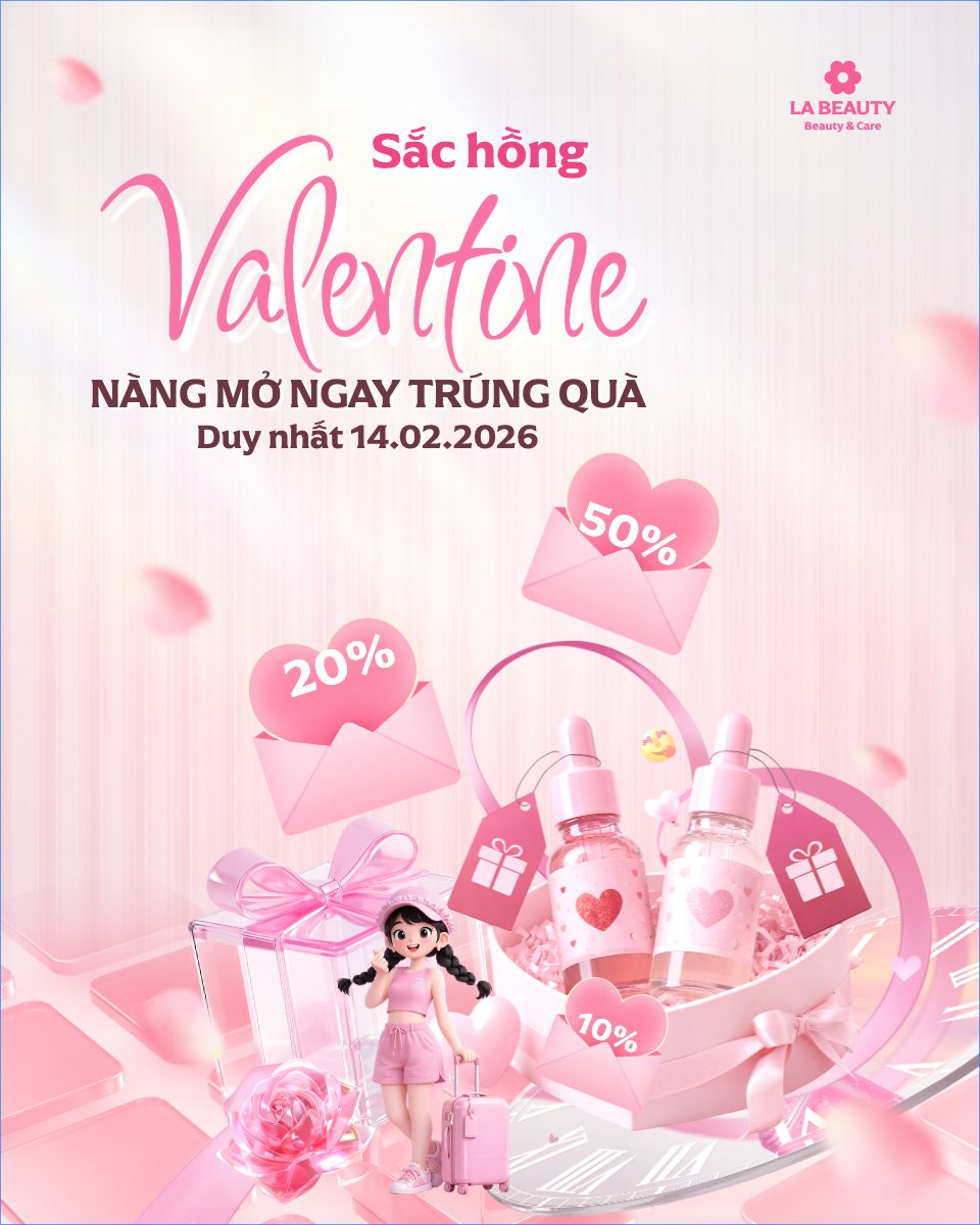 Mẫu Bài post MXH dọc Sắc hồng Valentine mở ngay trúng quà — LayerPic