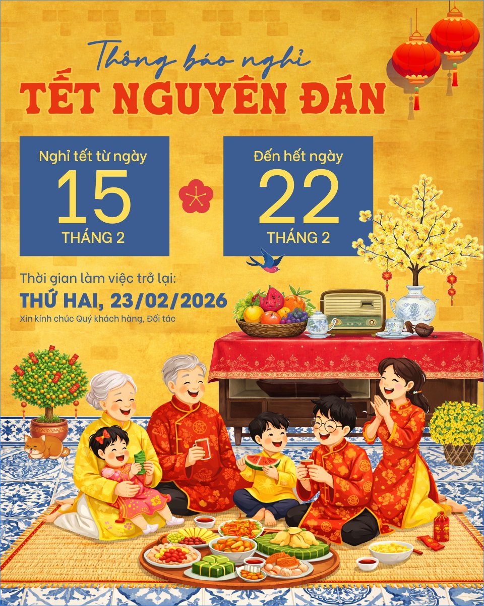 Mẫu Bài post MXH dọc Thông báo nghỉ tết Nguyên Đán — LayerPic