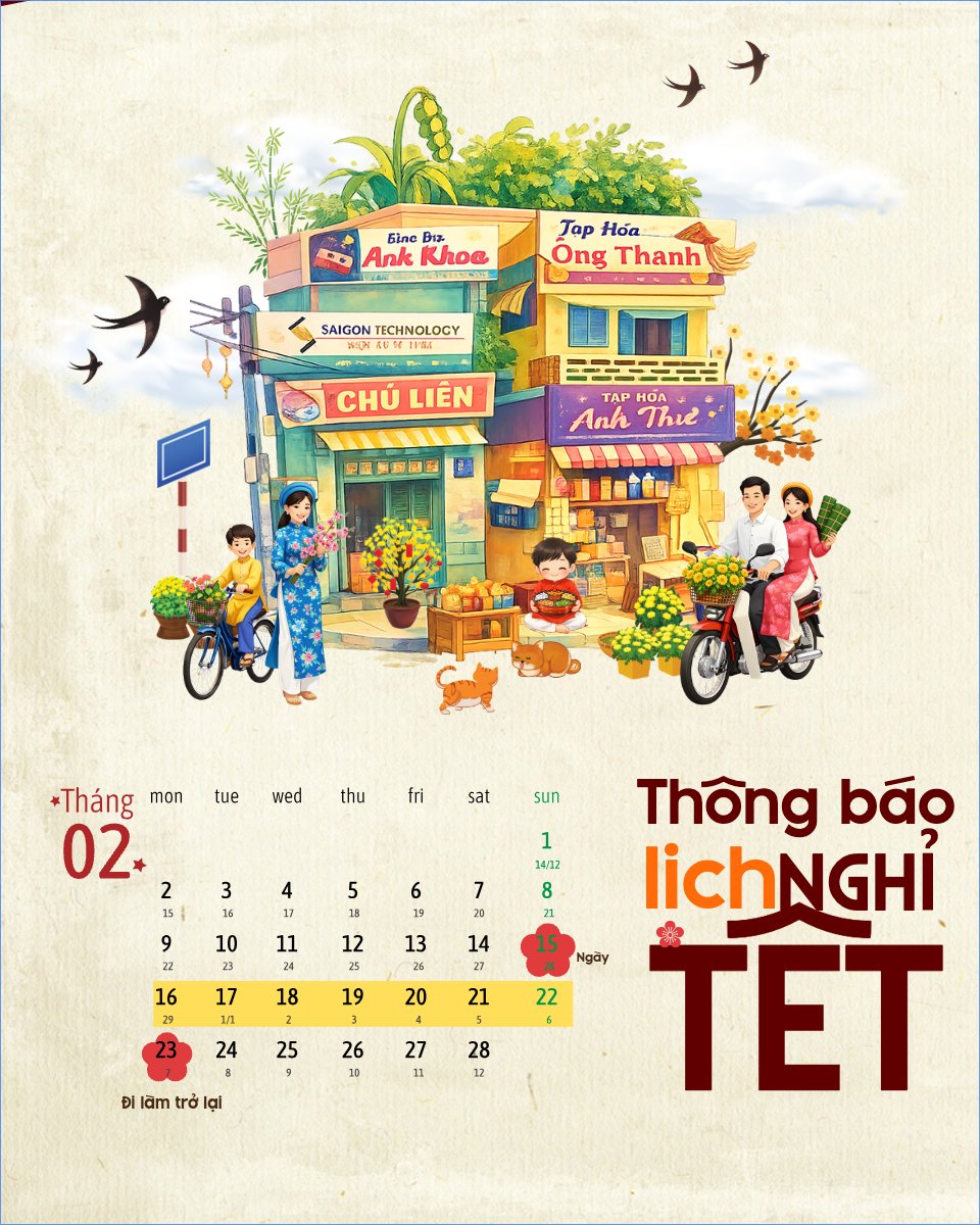 Mẫu Bài post MXH dọc Thông báo nghỉ tết Nguyên Đán — LayerPic