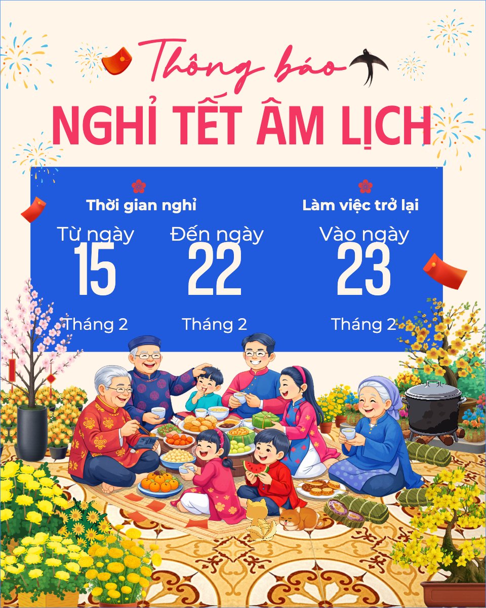 Mẫu Bài post MXH dọc Thông báo nghỉ tết Nguyên Đán — LayerPic