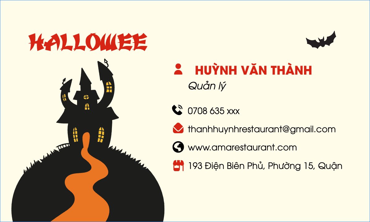 Mẫu Danh thiếp Halloween, đồ ăn, food, thực phẩm, ẩm thực, món ăn, F&B, nhà hàng, thức ăn — LayerPic