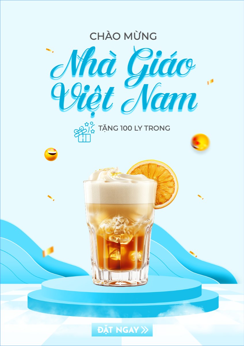 Mẫu Poster chuẩn Ngày nhà giáo, 20/11, Teacher's day, nước uống, juice, giải khát, F&B, drink — LayerPic