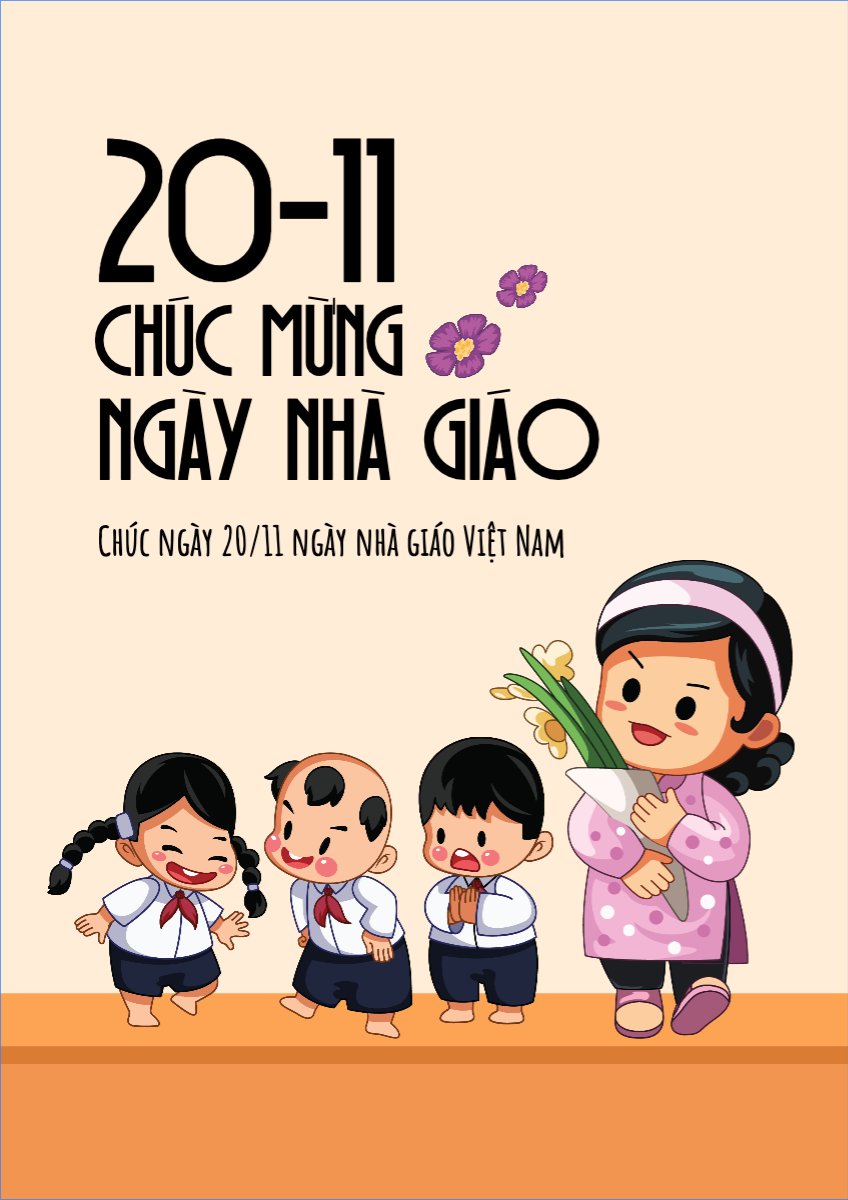 Mẫu Poster chuẩn Ngày nhà giáo, 20/11, Teacher's day, giáo dục, education, school, trường học — LayerPic