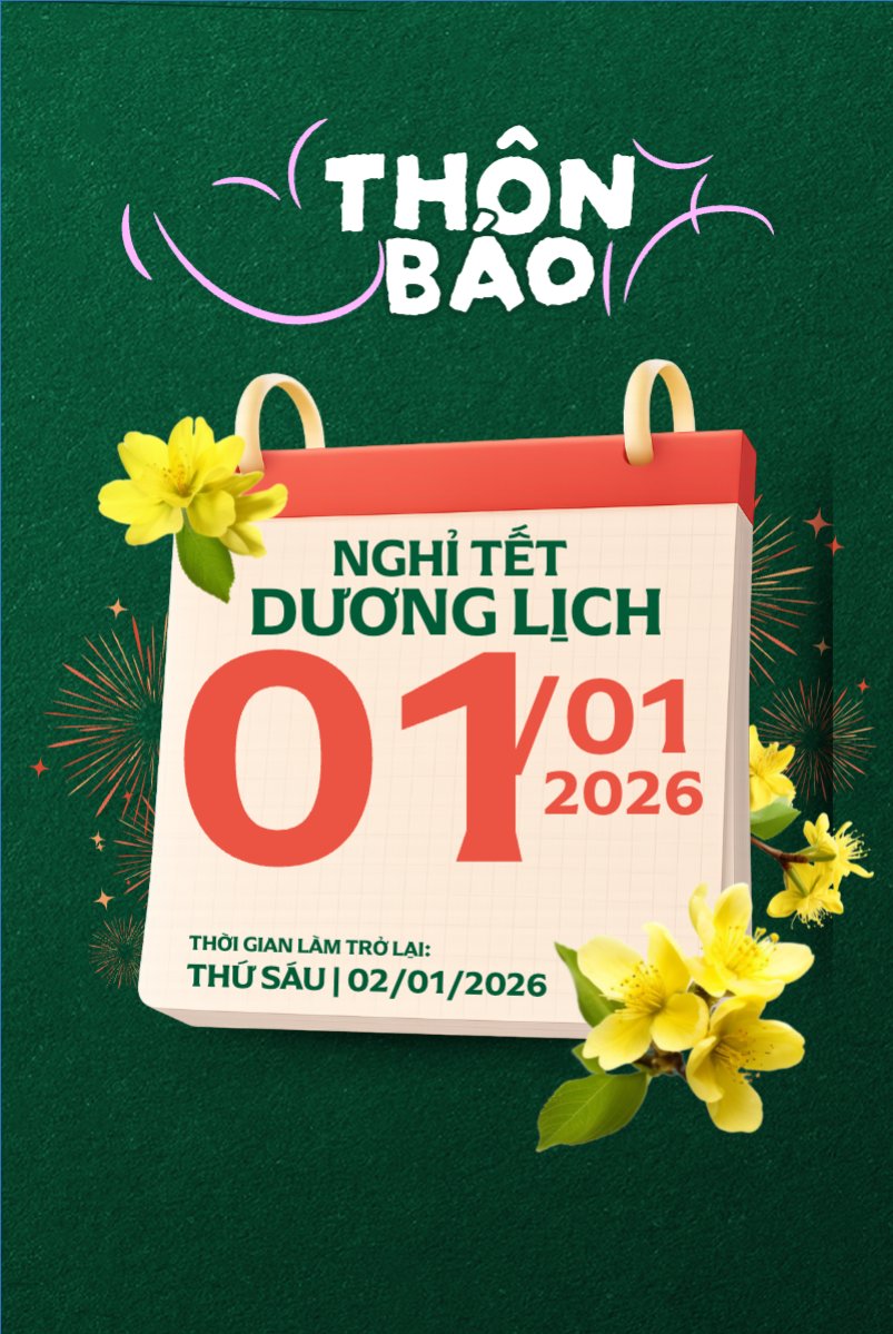Mẫu Bài post MXH dọc Thông báo nghỉ tết dương lịch — LayerPic