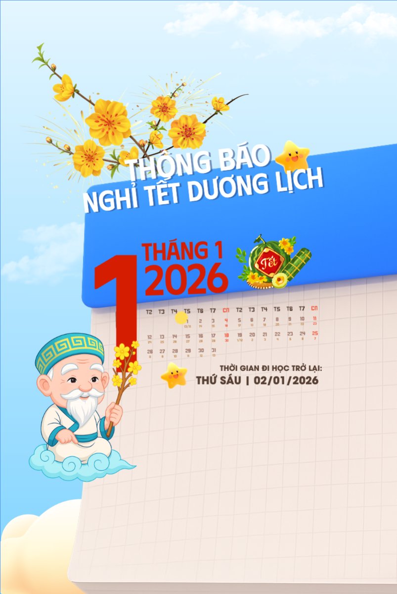 Mẫu Bài post MXH dọc Thông báo nghỉ tết dương lịch — LayerPic