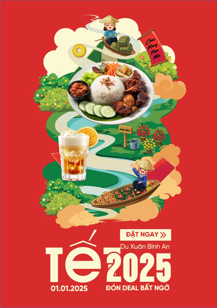 Mẫu Poster chuẩn Tết, Xuân, Ất tỵ, năm 2025, 2025, đồ ăn, food, thực phẩm, ẩm thực, món ăn, F&B, thức ăn — LayerPic
