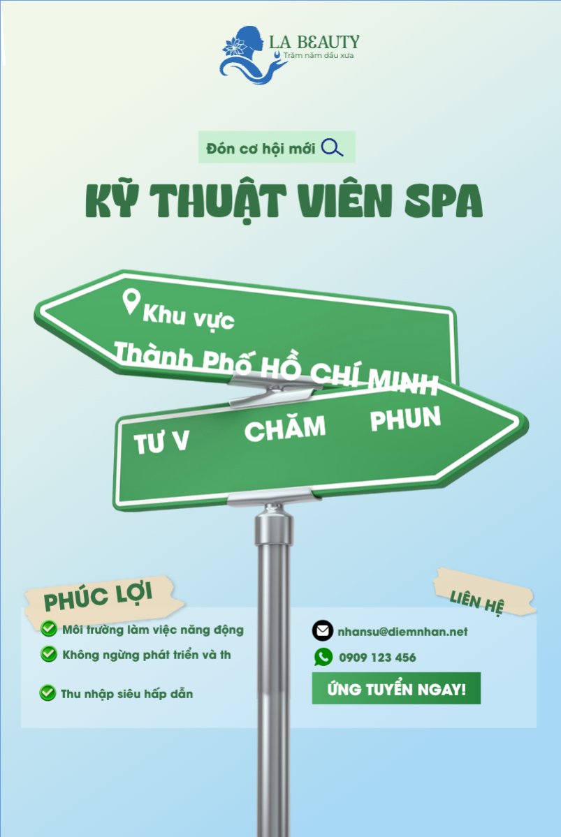 Mẫu Bài post MXH dọc Nhân viên spa, tuyển dụng, beauty, làm đẹp, thẩm mỹ, cosmetic, hiện đại, morden — LayerPic