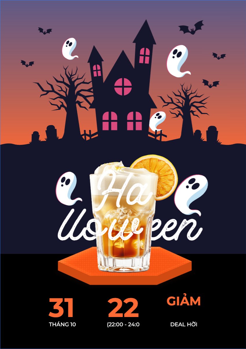 Mẫu Poster chuẩn Halloween, nước uống, juice, giải khát, F&B, drink — LayerPic