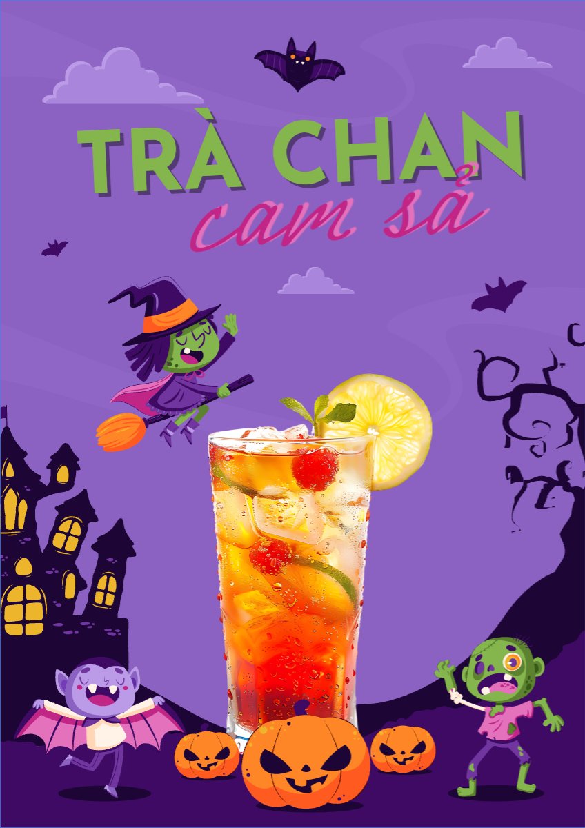 Mẫu Poster chuẩn Halloween, nước uống, juice, giải khát, F&B, drink — LayerPic