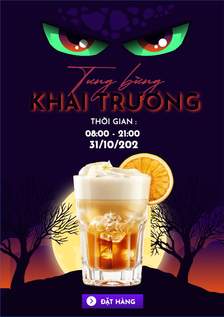 Mẫu Poster chuẩn Halloween, nước uống, juice, giải khát, F&B, drink — LayerPic