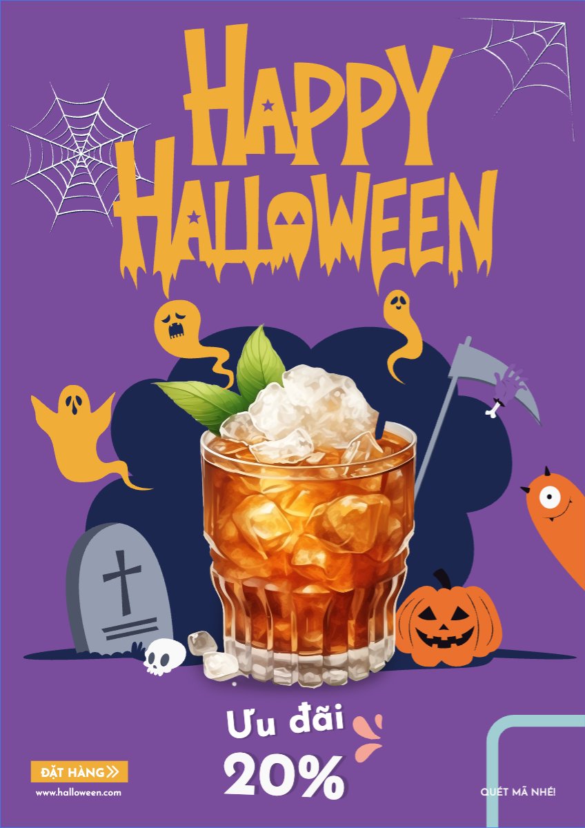 Mẫu Poster chuẩn Halloween, nước uống, juice, giải khát, F&B, drink — LayerPic