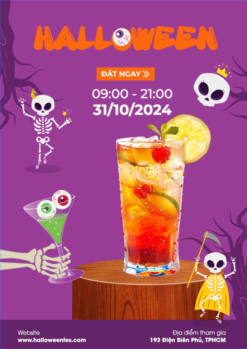 Mẫu Poster chuẩn Halloween, nước uống, juice, giải khát, F&B, drink — LayerPic