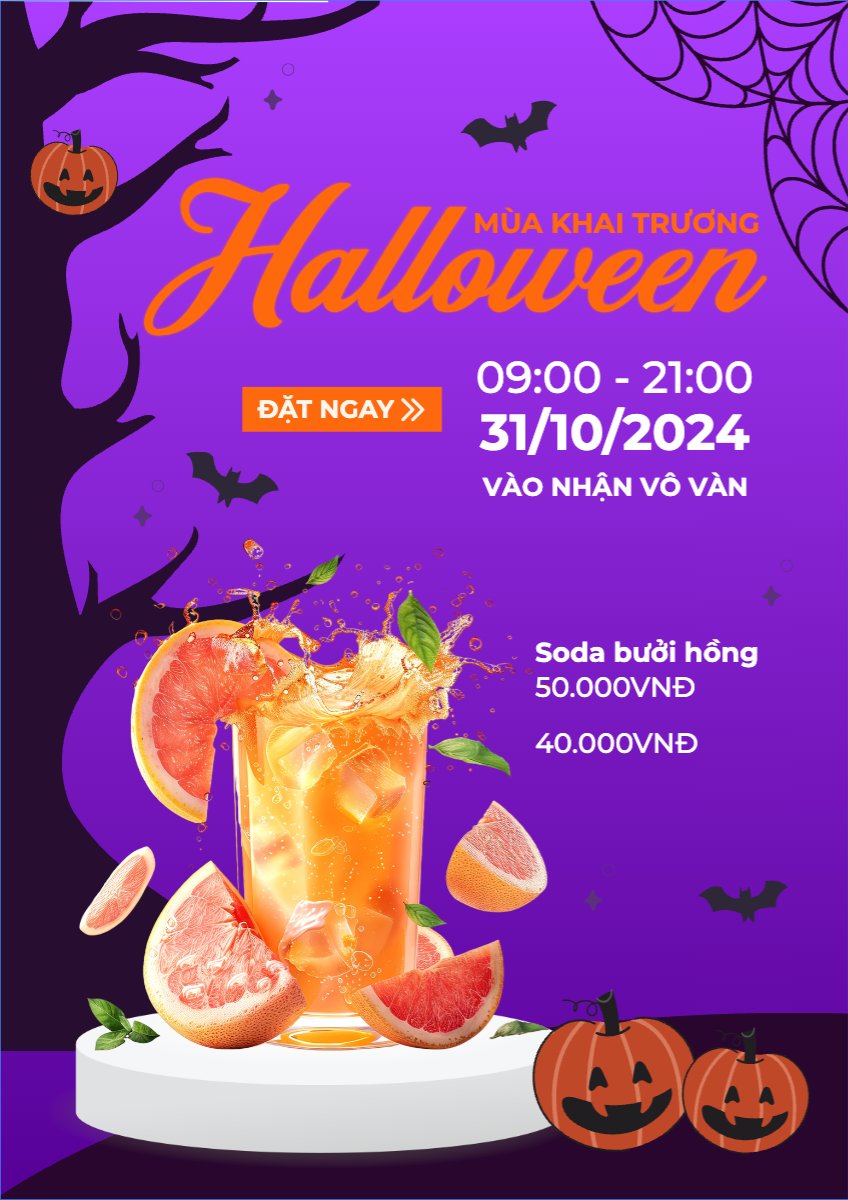 Mẫu Poster chuẩn Halloween, nước uống, juice, giải khát, F&B, drink — LayerPic