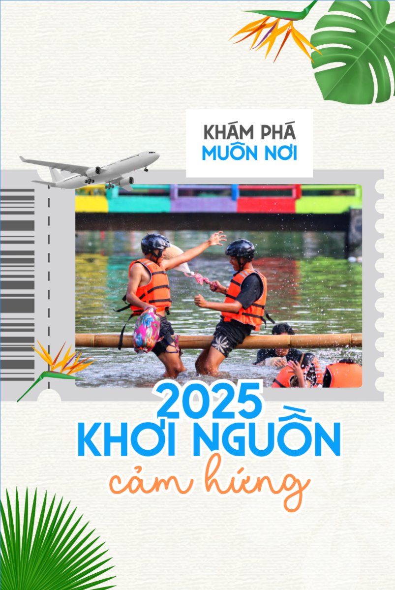 Mẫu Bài post MXH dọc Team building, mùa hè, summer, Du lịch, travel, tourism, trải nghiệm, khám phá — LayerPic