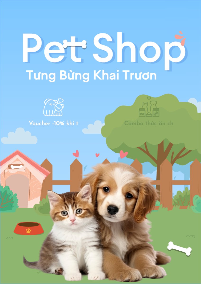 Mẫu Poster chuẩn Pet, thú cưng, thú nuôi, động vật, animal, cún, mèo,dog, cat — LayerPic