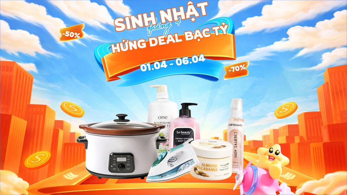 Mẫu Bài post MXH (16:9) Sinh nhật tháng 4 hứng deal bạc tỷ — LayerPic