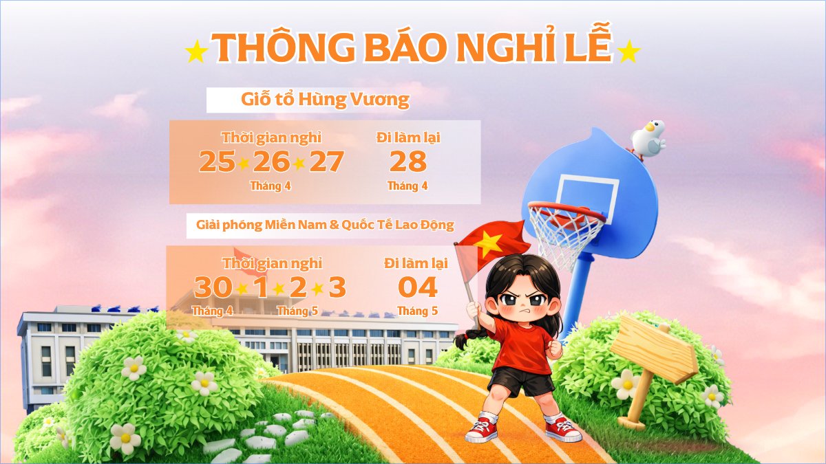 Mẫu Bài post MXH (16:9) Thông báo nghỉ lễ Giỗ tổ Hùng Vương 2026 — LayerPic