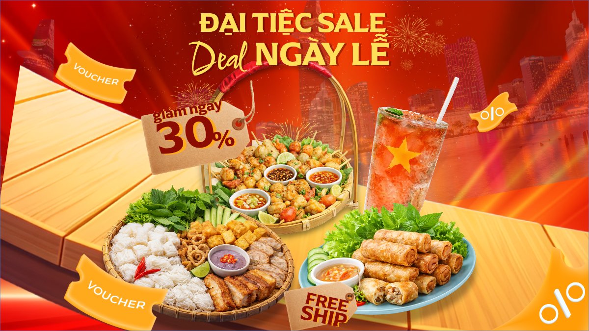 Mẫu Bài post MXH (16:9) Đại tiệc sale deal ngày lễ — LayerPic