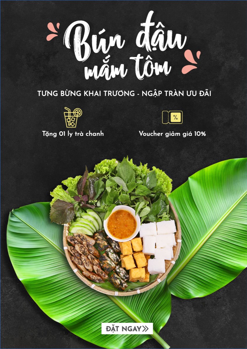 Mẫu Poster chuẩn Đồ ăn, food, thực phẩm, ẩm thực, món ăn, F&B, nhà hàng, thức ăn, bún đậu — LayerPic