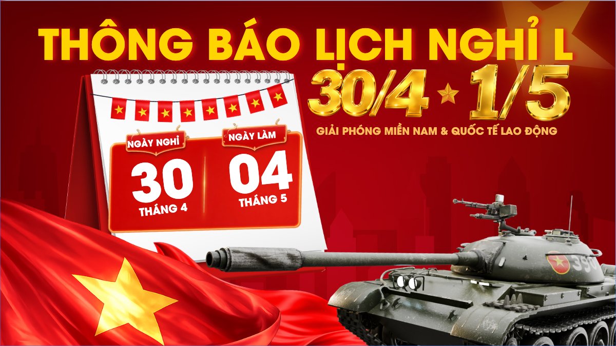 Mẫu Bài post MXH (16:9) Lịch nghỉ lễ 30/4-1/5 — LayerPic