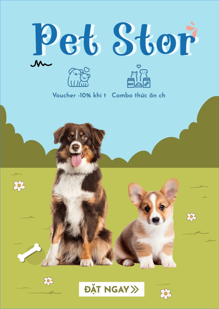 Mẫu Poster chuẩn Pet, thú cưng, thú nuôi, động vật, animal, cún, dog, mèo, cat — LayerPic