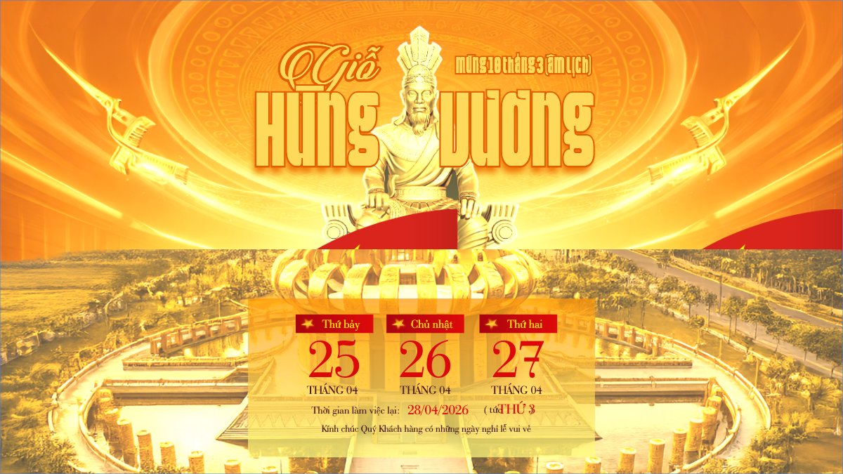 Mẫu Bài post MXH (16:9) Thông báo nghỉ lễ Giỗ tổ Hùng Vương 2026 — LayerPic