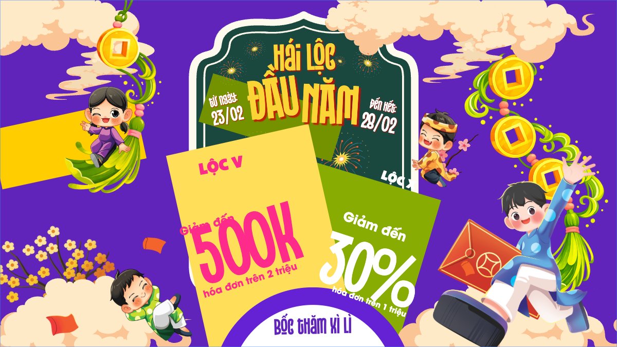 Mẫu Bài post MXH (16:9) Lì xì đầu năm — LayerPic