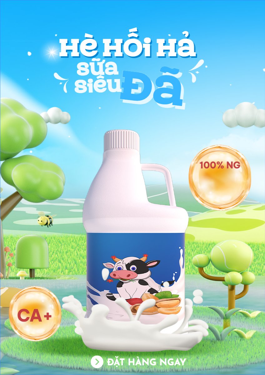 Mẫu Poster chuẩn Nước uống, juice, giải khát, F&B, drink, milk, sữa — LayerPic