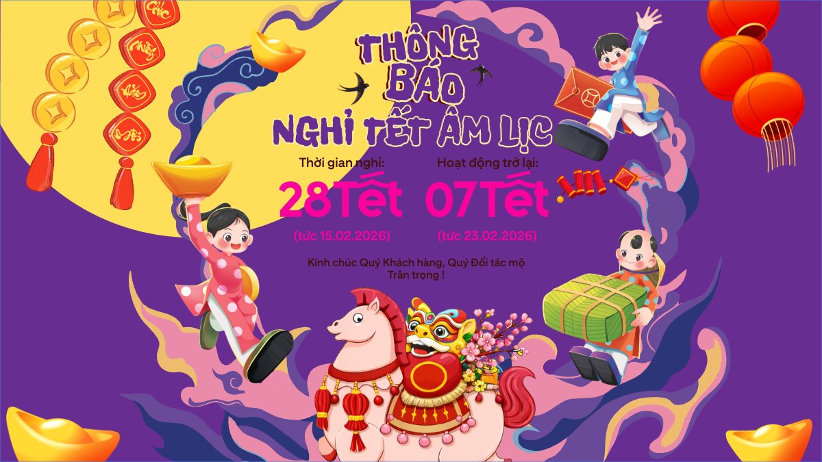 Mẫu Bài post MXH (16:9) Thông báo nghỉ tết Nguyên Đán — LayerPic