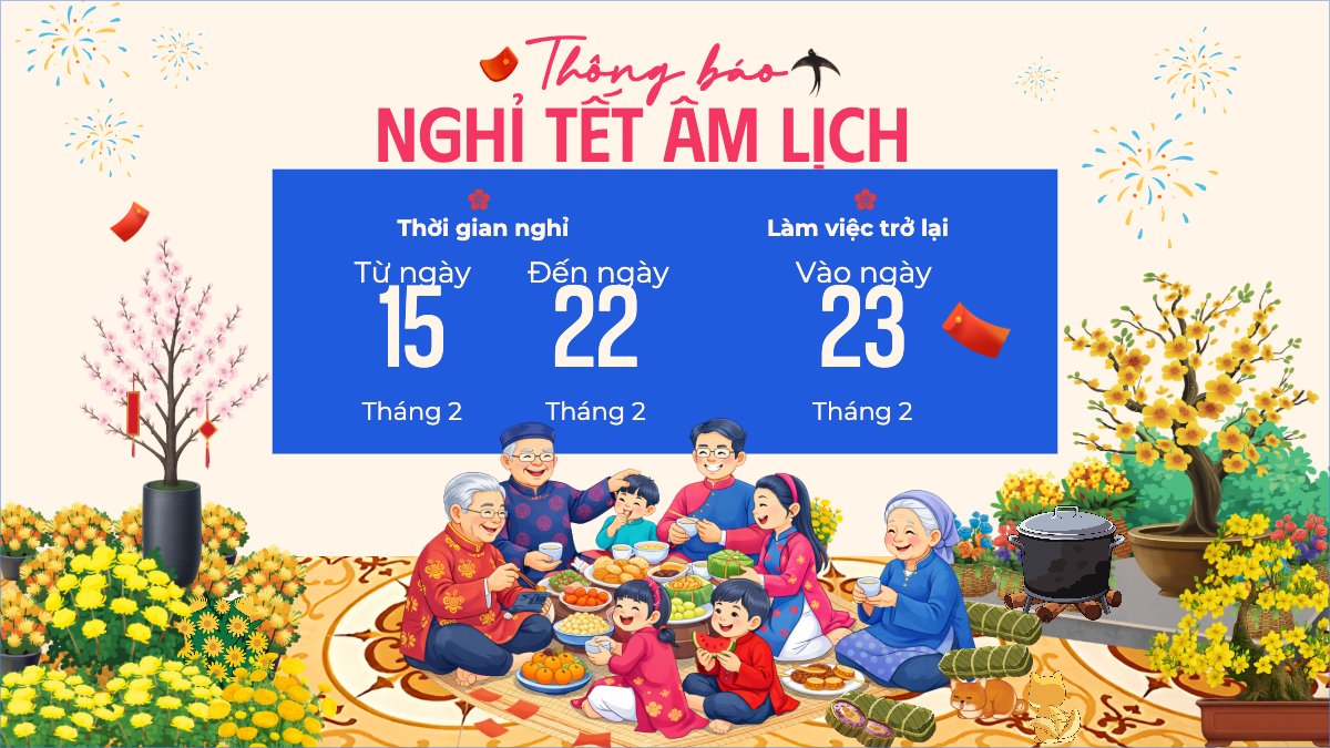 Mẫu Bài post MXH (16:9) Thông báo nghỉ tết Nguyên Đán — LayerPic