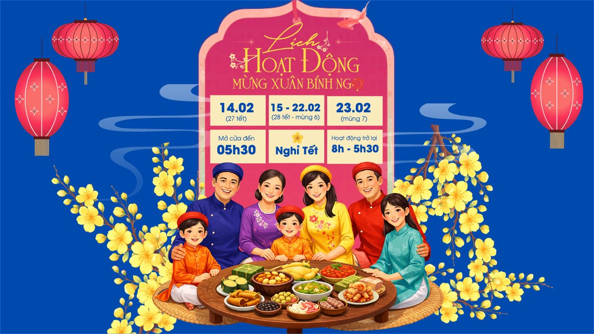 Mẫu Bài post MXH (16:9) Lịch hoạt động mừng xuân bính ngọ — LayerPic