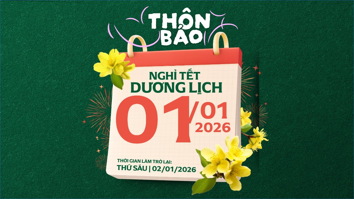 Mẫu Bài post MXH (16:9) Thông báo nghỉ tết dương lịch — LayerPic