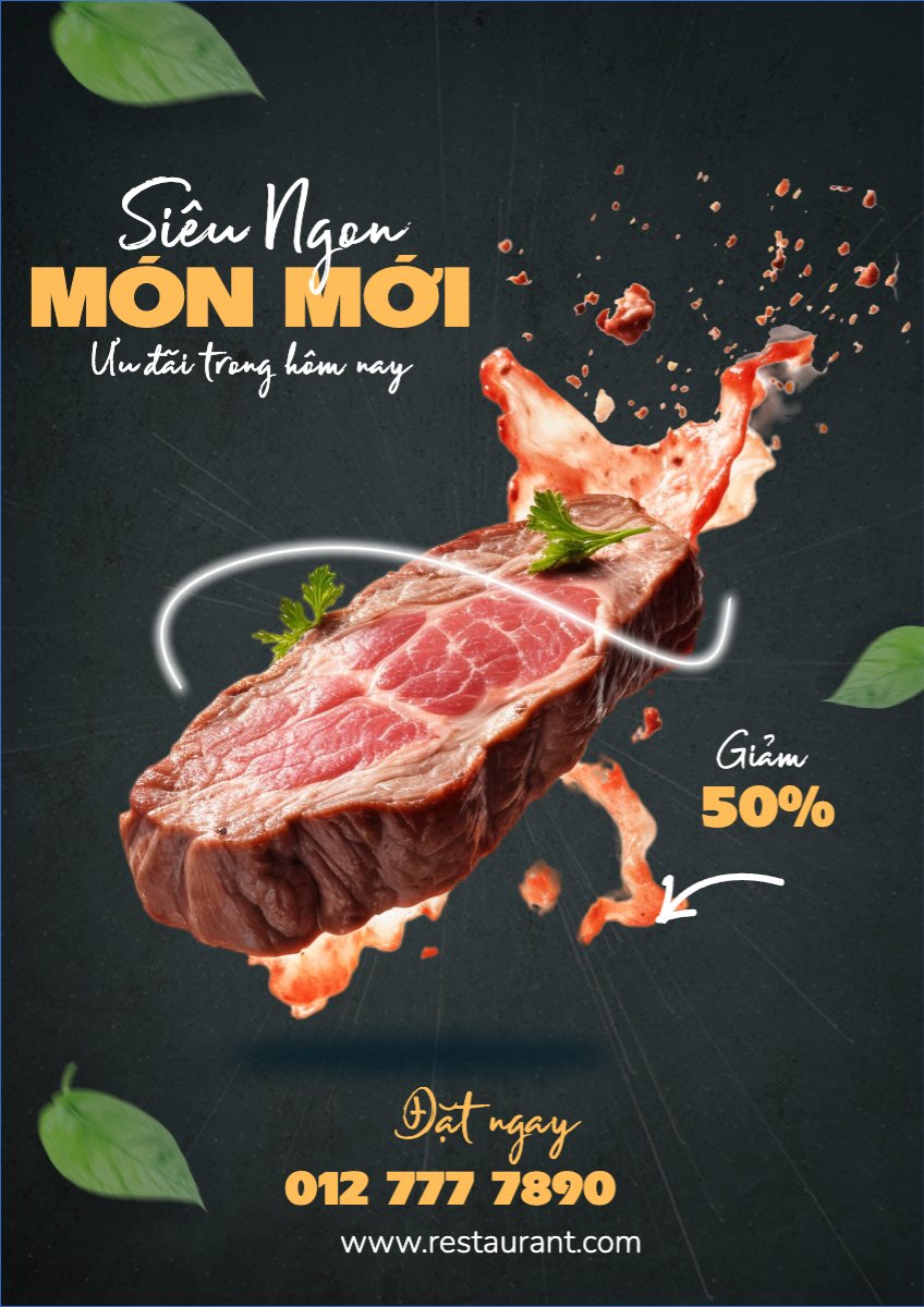 Mẫu Poster chuẩn Đồ ăn, food, thực phẩm, ẩm thực, món ăn, F&B, nhà hàng, thức ăn — LayerPic
