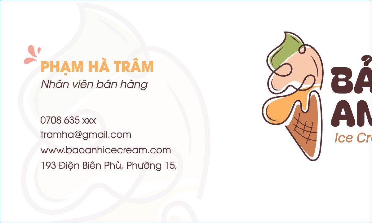 Mẫu Danh thiếp Nước uống, juice, giải khát, F&B, drink, icecream — LayerPic