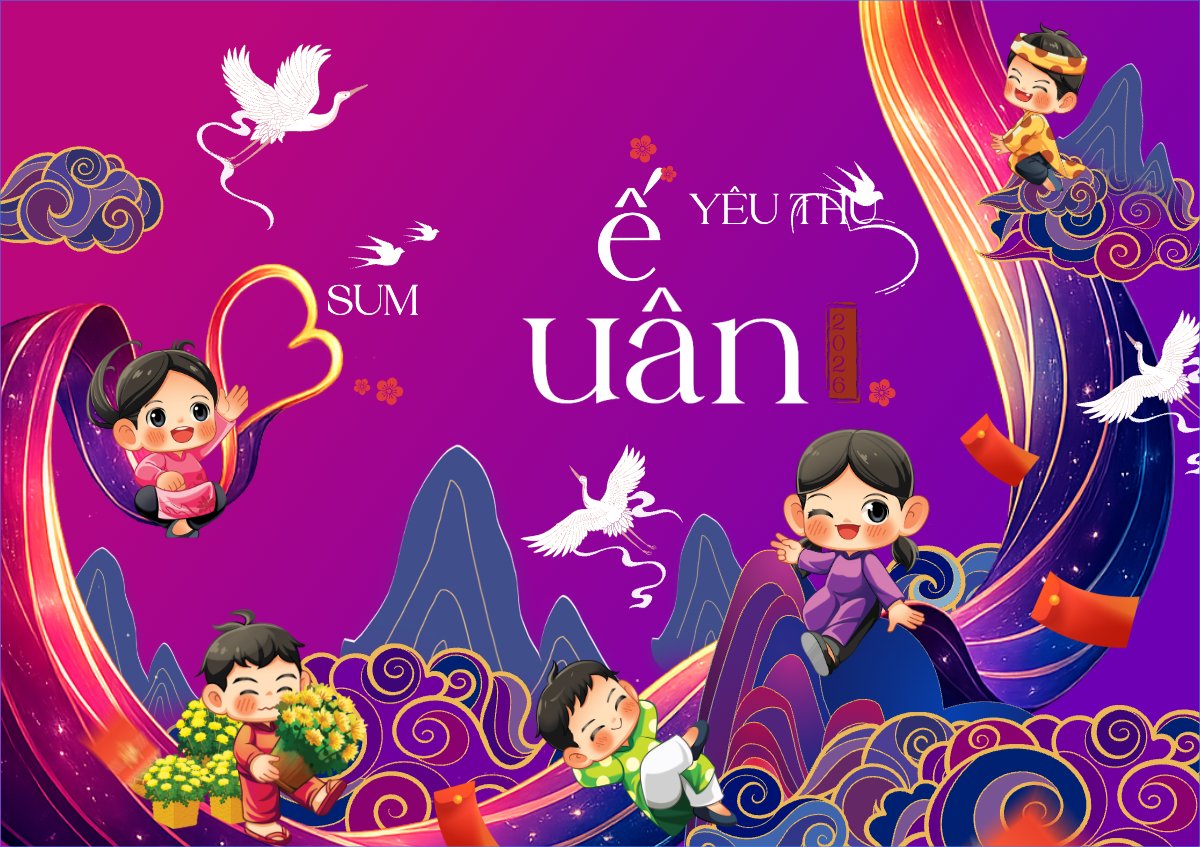Mẫu Thiệp chúc mừng Tết yêu thương xuân sum vầy — LayerPic